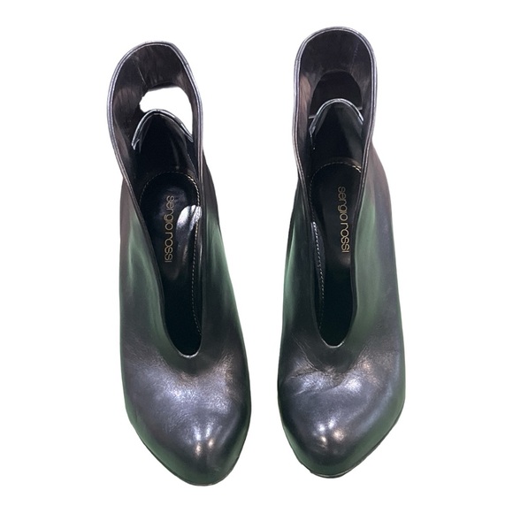 Sergio Rossi V-Neck Cut Out Ankle Boots Size 7.5US or 37 1/2Italy - Picture 3 of 9